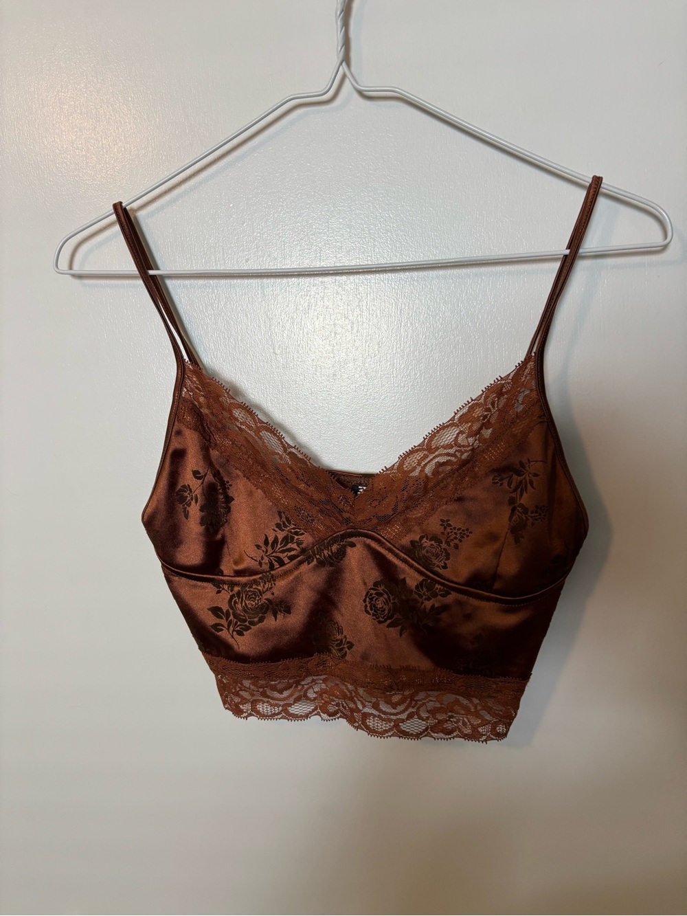 Satin Floral Lace Brown Motel Rocks Bralette Size XS